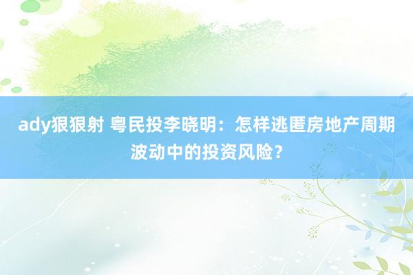 ady狠狠射 粤民投李晓明：怎样逃匿房地产周期波动中的投资风险？