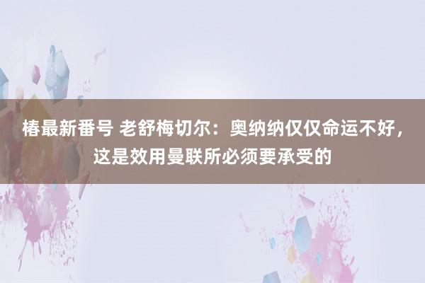 椿最新番号 老舒梅切尔：奥纳纳仅仅命运不好，这是效用曼联所必须要承受的