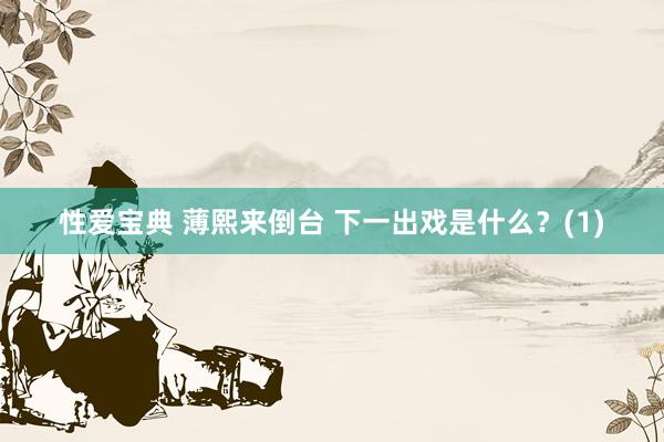 性爱宝典 薄熙来倒台 下一出戏是什么？(1)