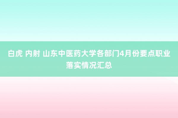 白虎 内射 山东中医药大学各部门4月份要点职业落实情况汇总